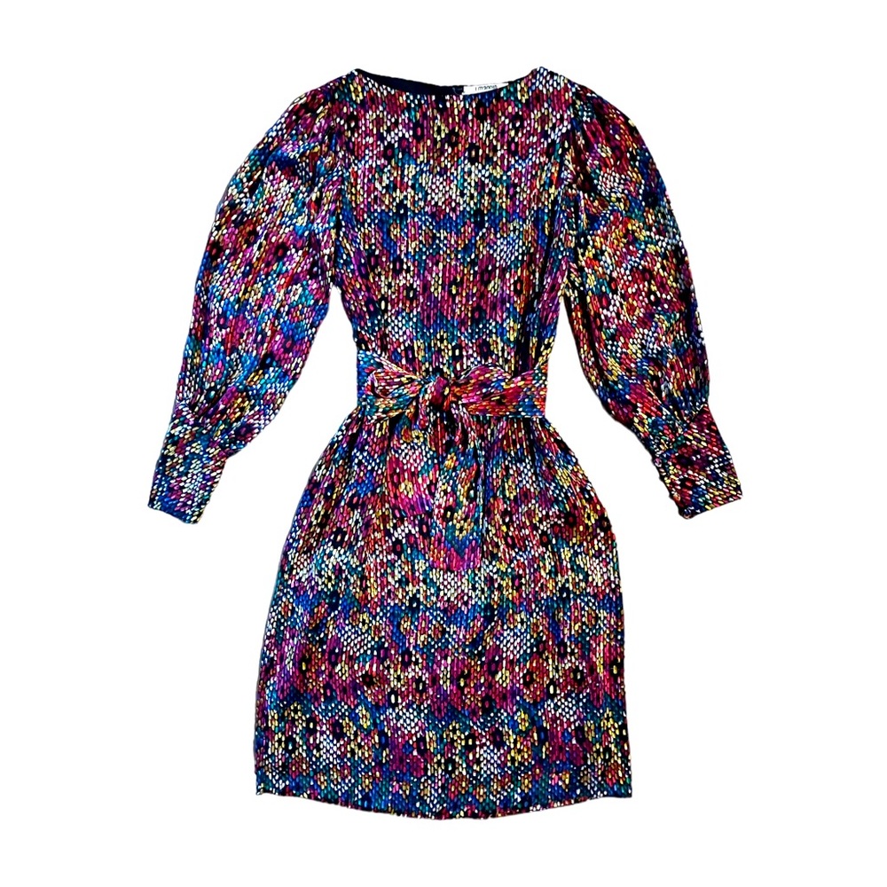 Stunning 1980s Hanae Mori I. Magnin Vintage Dress in Colorful Abstract Print, 10